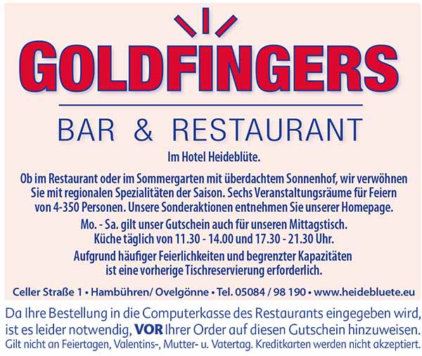 Goldfingers Restaurant im Hotel Heideblüte